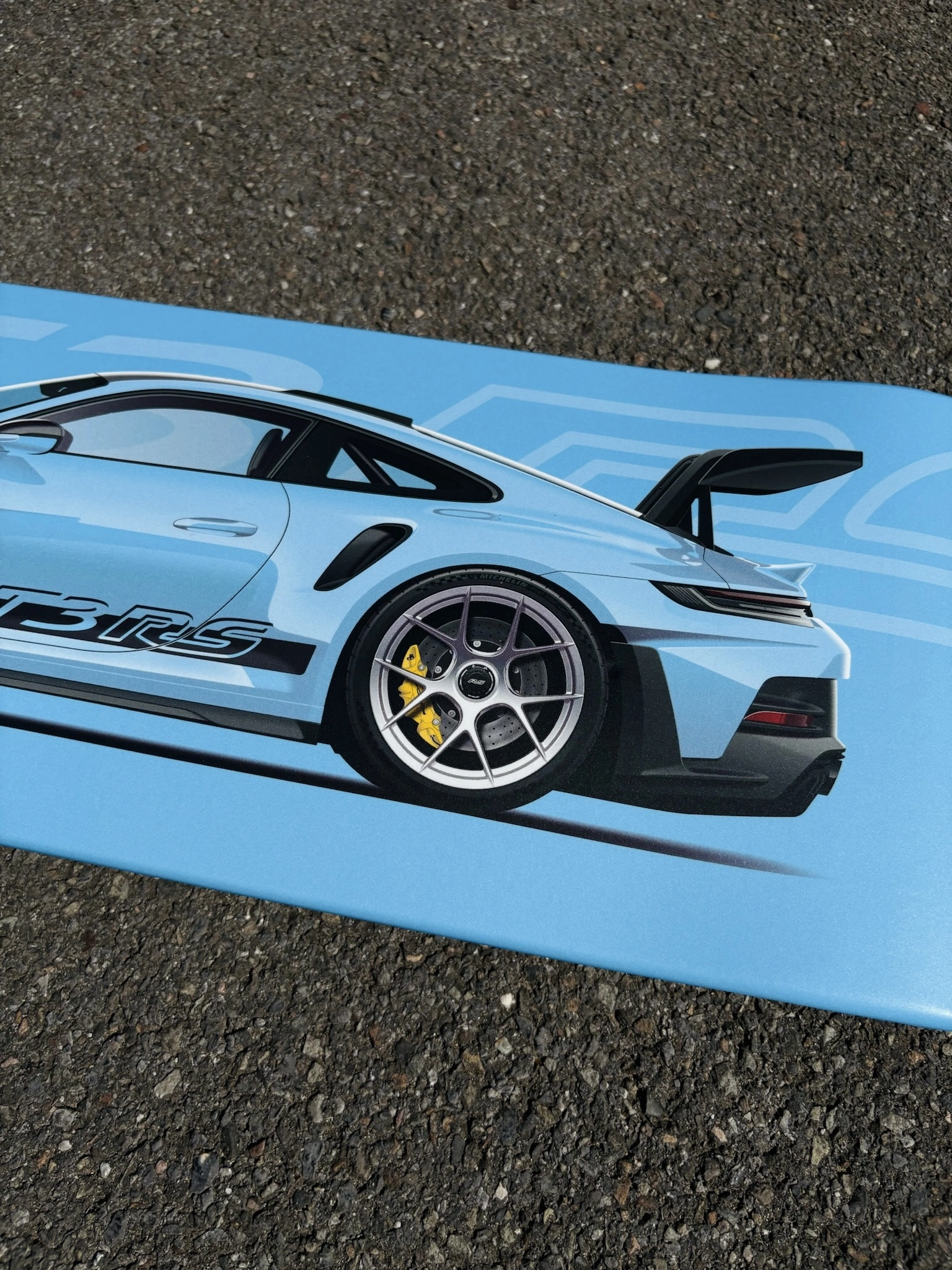 Planche de skate Porsche 992 GT3 RS Miami Blue